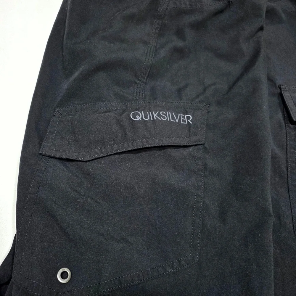 Quiksilver Boardshorts Mens 34 Black Cargo Pocket Recycled Swim Trunks Surfwear